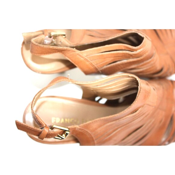 Franco Sarto Meggie Women's sz 10M Brown Leather High Heels Sandals Shoes - Picture 6 of 8